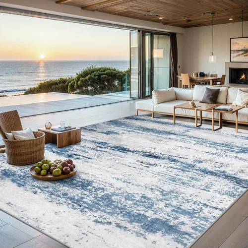Miniatura 23 de Alfombras de 6x9 para sala de estar - Alfombra lavable moderna abstracta suave grande neutral antideslizante para piso interior resistente a manchas