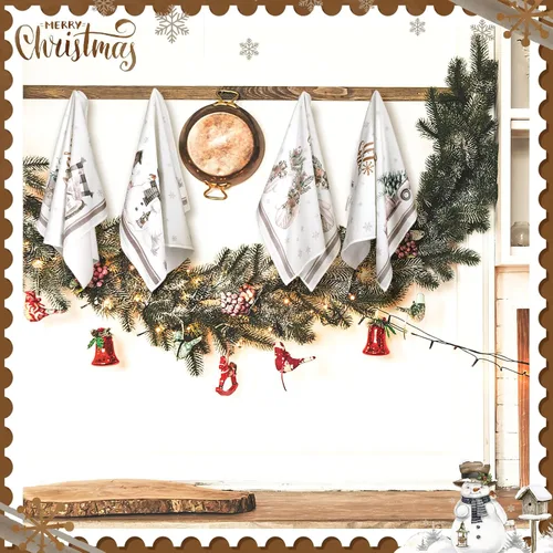 Miniatura 4 de Geyoga 6 piezas de toallas de cocina de Navidad, toallas de mano de Navidad con diseño de muñeco de nieve, absorbentes, toallas de cocina vintage