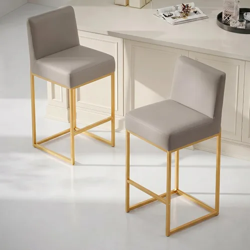 Miniatura 46 de Taburetes de bar de altura de mostrador, taburetes de bar de 26 pulgadas, 1 juego, taburetes de cocina modernos de cuero sintético con respaldos