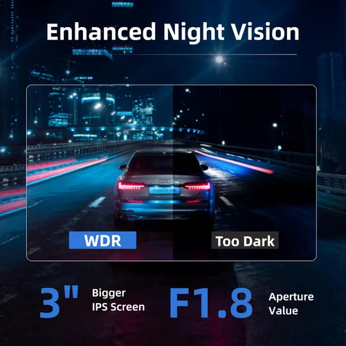 Miniatura 4 de Miofive - Cámara para auto de 4K de resolución, WiFi, Bluetooth, cámara de tablero con GPS, pantalla IPS de 3 pulgadas, visión nocturna, grabación