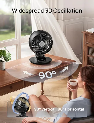 Miniatura 4 de DREO Ventilador inteligente para dormitorio, potente flujo de aire de 85 pies, 12 pulgadas, ventiladores de escritorio silenciosos de 20 dB, Negro