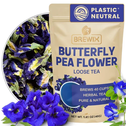 Miniatura 25 de BREWIX, Bedtime Blossom - Té suelto de hierbas (más de 50 tazas) sin cafeína y totalmente natural Mezcla relajante floral nocturna Rooibos