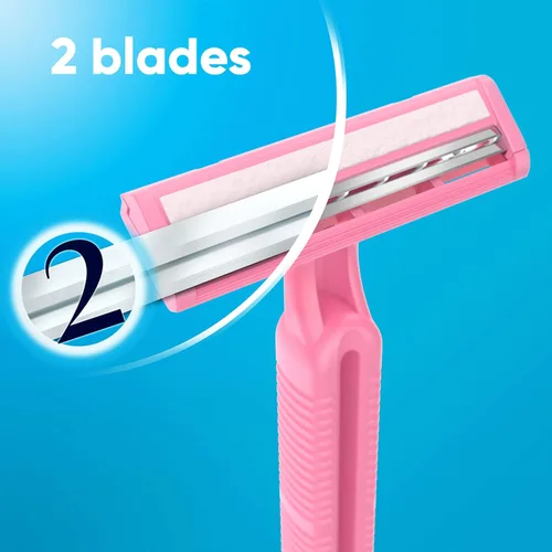 Miniatura 5 de Gillette, Daisy, Clásica máquina de afeitar para mujeres desechables, (1 muestra gratis Simply Venus, color rosa), 12 unidades, Daisy