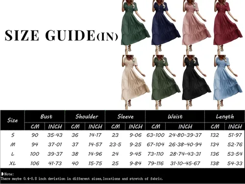 Miniatura 7 de Vestidos de regreso a casa para mujer, con botones sólidos, cuello en V, longitud de la cintura, vestido casual de verano, vestido grueso, S-XL