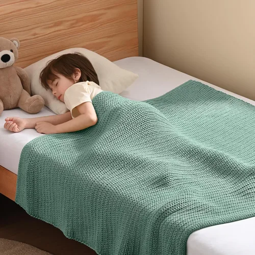 Miniatura 16 de Guohaoi Almohadilla de regazo con peso de punto (beige 20 x 30 pulgadas, 2 libras) sin cuentas, manta con peso refrescante para niños para siesta