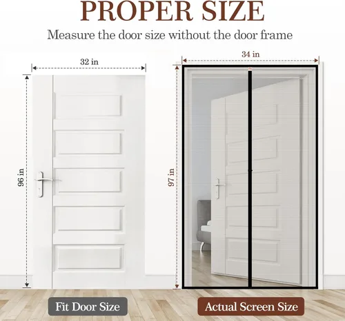 Miniatura 2 de Yotache Puerta magnética extraíble para puerta de 32 x 96 pulgadas, tamaño de pantalla de 34 x 97 pulgadas, malla de fibra de vidrio reforzada