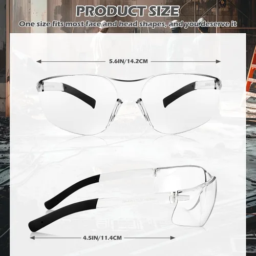 Miniatura 2 de Paquete de 150 gafas de seguridad transparentes, ligeras, protectoras para uso en interiores y exteriores, mujeres y hombres, trabajo, laboratorio