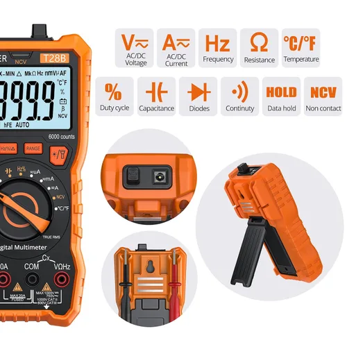 Miniatura 2 de Proster Multímetro Digital 6000 Count - TRMS Voltímetro Multímetro Digital de Rango Automático Probador, Detector NCV Medidor de Corriente y Voltaje