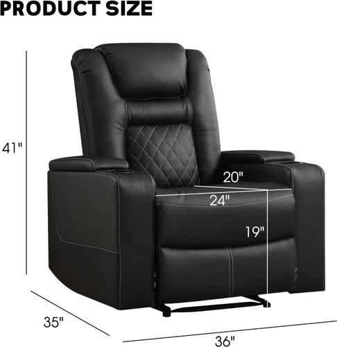 Miniatura 2 de EBELLO Asientos de cine en casa, silla reclinable de imitación de cuero para películas con almacenamiento oculto en los brazos, sofá reclinable