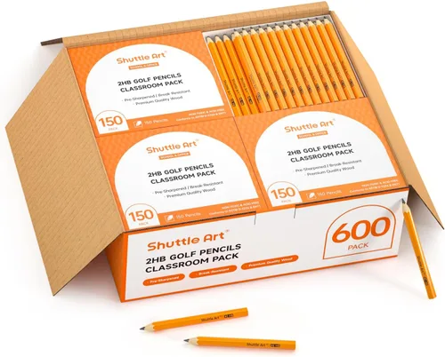 Shuttle Art Paquete de 600 lápices #2 HB mini, con estuche de madera, preafilados para niños y maestros, suministros esenciales para el aula,