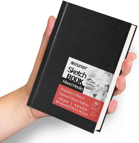 Cuaderno de bocetos de arte mixto, 4 x 6 pulgadas, 100 hojas/200 páginas, 125 GSM, papel de dibujo beige sin ácidos, cuaderno de bocetos pequeño de