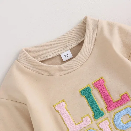 Miniatura 5 de FOCUSNORM Ropa de bebé recién nacida, ropa para niña con estampado de papi, sudadera bordada, mameluco de manga larga