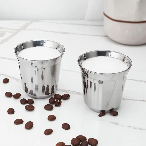 Miniatura 7 de Easyworkz Diego - Máquina de café expreso para estufa, con taza de café expreso de acero inoxidable, juego de 2 tazas de metal con aislamiento
