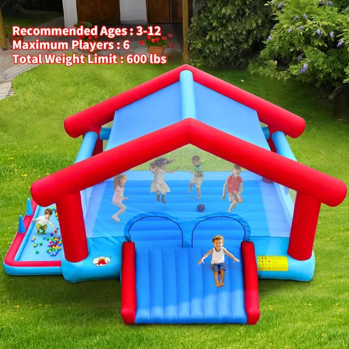 Miniatura 2 de WELLFUNTIME Casa Saltarina Inflable, Gran Tienda con Sombra, Castillo Saltarín con Inflador, 5.45 m L x 4.51 m A x 2.99 m H, Saltarín para 6 Niños