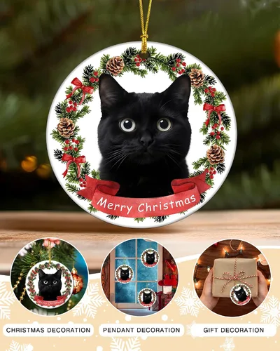 Miniatura 6 de Adorno de gato negro para árbol de Navidad, regalos para amantes de los gatos para mujeres, Keepasake, adornos de Navidad en liquidación
