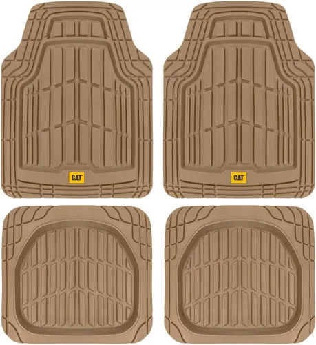 Cat ToughRide - Tapetes de goma resistentes de 3 piezas para todo el año, para automóvil, camión, camioneta, SUV, color negro, ribete prémium para
