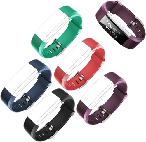 Miniatura 7 de Correas de repuesto para reloj, juego de 5 correas ajustables Id115plus HR para reloj inteligente de fitness (negro, rojo, azul, verde, morado)