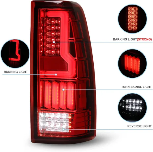 Miniatura 3 de Luces traseras LED para Chevrolet Silverado 1500 2500 3500, 99-02 GMC Sierra 1999-2006, repuesto de 1 par de lentes transparentes