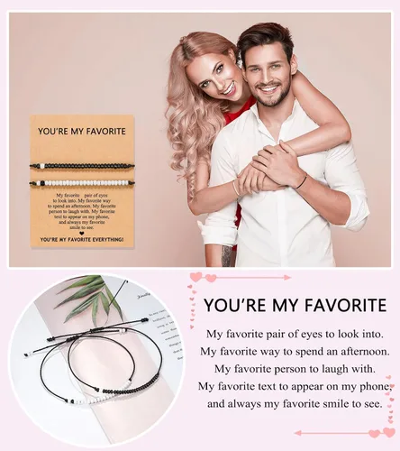 Miniatura 2 de UNGENT THEM - Pulseras Pinky Promise para parejas o mejores amigos juego de pulseras para relaciones a distancia bisutería de regalo para mujeres