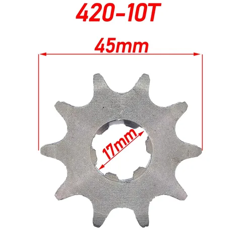 Miniatura 2 de Piñón delantero para motocicleta de 420-10T-0.669 in, se adapta a 50cc 70cc 90cc 110cc 125cc 140cc 160cc Dirt Pit Bike Mini Bike ATV Quad Wheeler