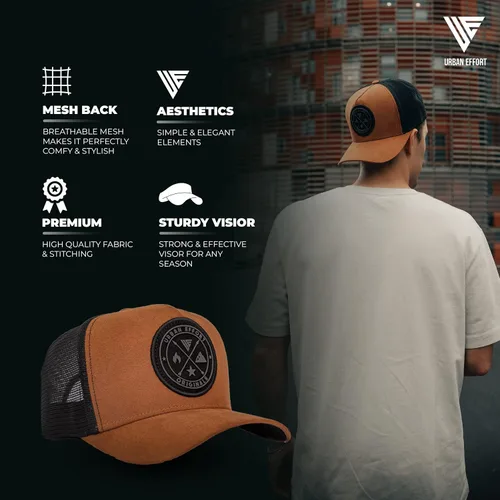 Miniatura 125 de Urban Effort Gorra trasera de malla, para hombres y mujeres, gorra de béisbol de 5 paneles, gran cierre a presión para caza y senderismo