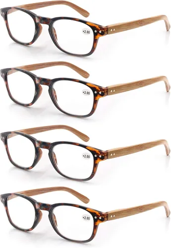 Miniatura 12 de MODFANS Paquete de 4 lentes de lectura 1.0 con bisagras de resorte con aspecto de madera, elegantes lectores para hombres y mujeres Paquete de 4