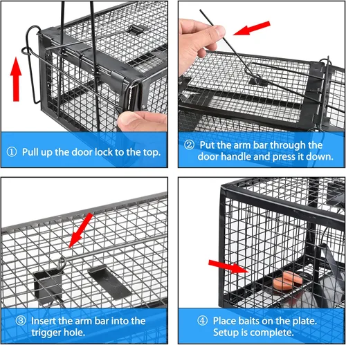 Miniatura 5 de 2-Pack de trampas para ratas, trampas para ratones, trampas para ardillas y topos, jaula humanitaria para interiores y exteriores (negro)