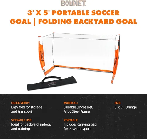 Miniatura 2 de Bownet - Portería de fútbol portátil con red - Portería de fútbol plegable emergente para entrenamiento y práctica - Marco de metal duradero