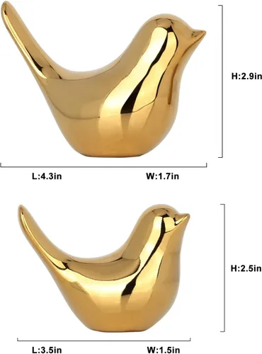 Miniatura 2 de XMGZQ 2 Piezas de Acentos Decorativos Dorados, Estatuas de Animales Pequeños, Decoración Moderna del Hogar, Esculturas de Pájaros, Adornos