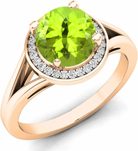 Miniatura 262 de Dazzlingrock Collection Anillo de compromiso redondo de 0.276 in con halo de diamante blanco y vástago dividido para ella en oro macizo de 14