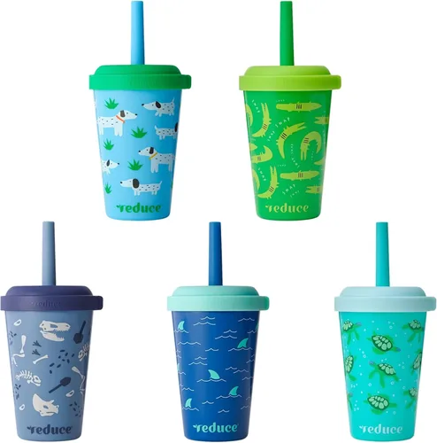 Miniatura 8 de REDUCE GoGo's - Vasos Tumbler Portátiles para Niños con Tapas y Popotes a Prueba de Derrames - Paquete de 10 Vasos Apilables de 12 oz con Tapas