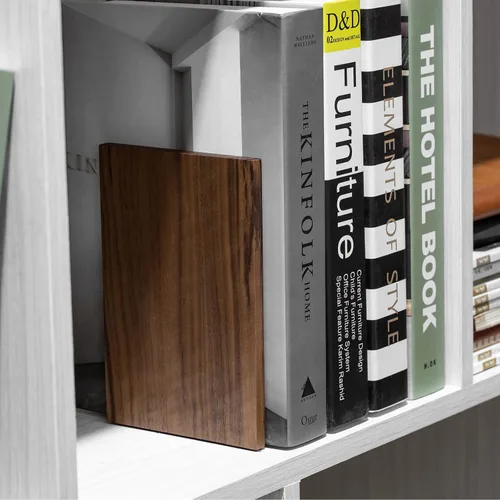 Miniatura 3 de Muso Wood Extremos de libros hechos a mano de nogal, sujetalibros antideslizantes para estantes, extremos grandes y resistentes para libros pesados