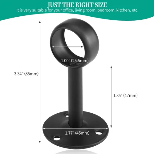 Miniatura 5 de Soporte de techo para barra de cortina (2 piezas, negro)