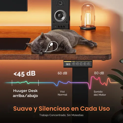 Miniatura 8 de Huuger Escritorio eléctrico grande de pie de 55 x 28 pulgadas, escritorio de computadora de altura ajustable, escritorio de 27.6 pulgadas de Marrón