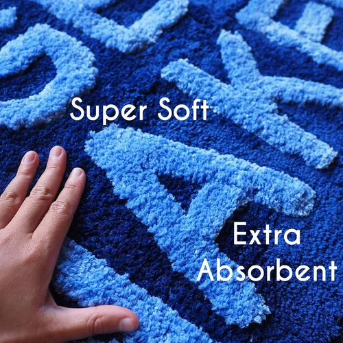 Miniatura 4 de Evovee Alfombra de baño con texto en inglés «Get Naked», divertida y bonita, antideslizante, lavable y con texto en inglés «Get Nake», color azul