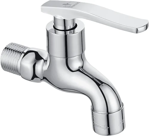 SUBMARINE Grifo de latón plateado para exteriores, grifo de pared con interfaz G1/2 pulgadas, utilizado para fregadero, balcón y jardín (cromado)