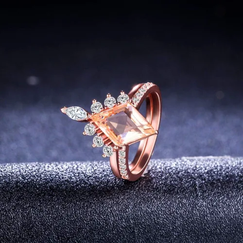 Miniatura 8 de LAZLUVU 2 juegos de anillos de compromiso tamaño 6, anillos de topacio azul, anillos de promesa de circonita cúbica para mujeres y niñas, anillos