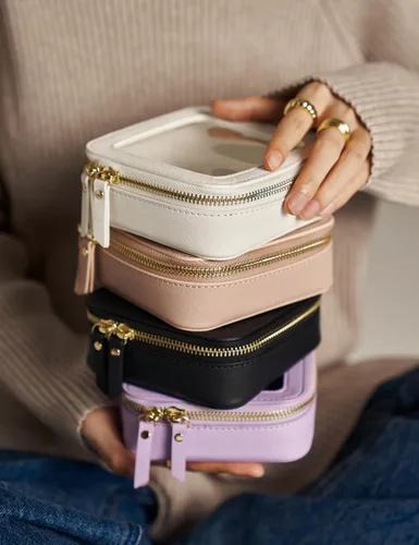 Miniatura 7 de Bolsa de maquillaje transparente Popvibe, estuche de cosméticos de viaje con cremallera, bolsa de aseo transparente con cremallera, organizador Malva