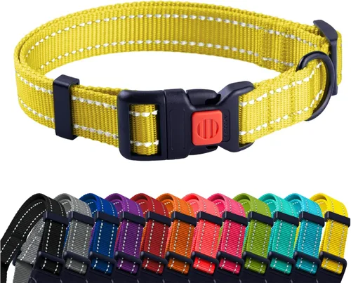 Miniatura 9 de CollarDirect Collar reflectante para perro o cachorro pequeño, mediano y grande con hebilla de liberación rápida, para machos y hembras, nailon Rojo