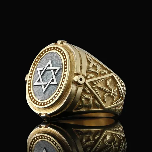 Miniatura 2 de Anillo Escudo de David, Anillo de plata de estrella de David, Anillo de estrella hebrea personalizado, Anillo de declaración judía hecho a mano