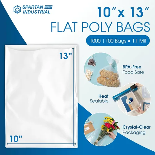 Miniatura 2 de Bolsas de polietileno transparentes planas de extremo abierto de 10 x 13 pulgadas (100 unidades) – Bolsas de plástico transparente de 1.1 mil