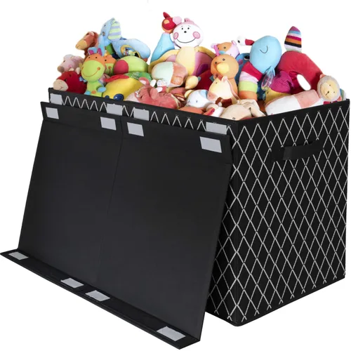 Miniatura 8 de Caja de almacenamiento de juguetes para niños y niñas, contenedor organizador grande plegable y resistente con tapa abatible de tela y asas