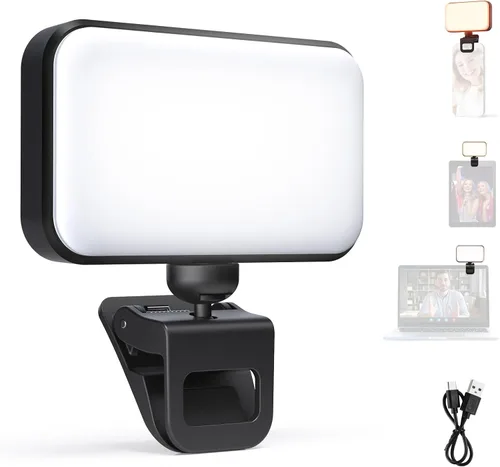 Miniatura 16 de NEEWER Basics NL-60AI - Luz para selfie para teléfono con clip frontal y trasero, 60 LED 2000 mAh recargable CRI95+, 3 modos, iluminación de relleno
