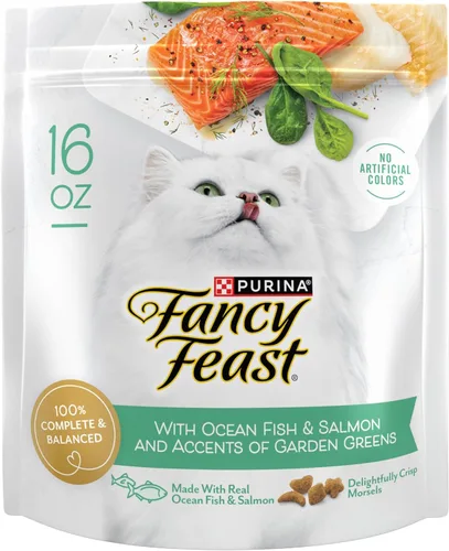 Purina Fancy Feast - Alimento seco para gatos con pescado y salmón del océano (paquete de 4) bolsas de 16 onzas