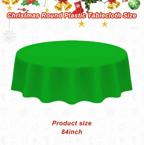 Miniatura 2 de 12 manteles redondos de plástico desechables para Navidad, suministros para fiestas de Año Nuevo, fundas de mesa redondas impermeables para Navidad