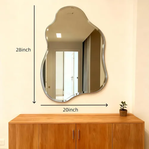 Miniatura 7 de Espejo de pared irregular sin marco de 20 x 28 pulgadas, espejo de tocador decorativo con borde biselado para baño, dormitorio, entrada