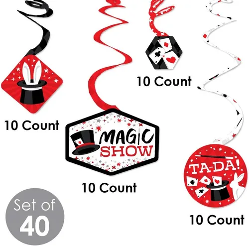 Miniatura 5 de Big Dot of Happiness Ta-Da, Magic Show - Decoración mágica para colgar en fiestas de cumpleaños, espirales de decoración de fiesta, juego de 40