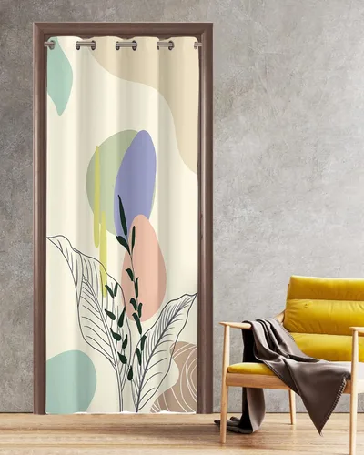 Miniatura 7 de Cortina opaca bohemia para puerta de 80 pulgadas de largo para dormitorio, con aislamiento térmico, ojales, cortinas opacas con mandala, orquídea