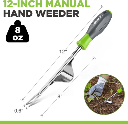 Miniatura 2 de WORKPRO Herramienta extractora de malezas, base de palanca de metal y horquillas en forma de V para una fácil eliminación de malezas y excavación