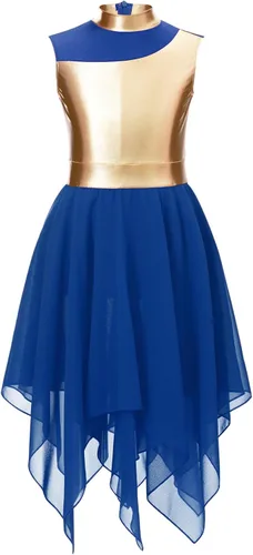 Miniatura 3 de JEATHA Disfraz de baile de alabanza lírica para niñas, sin mangas, vestido de tul alto y bajo, vestido de baile de adoración